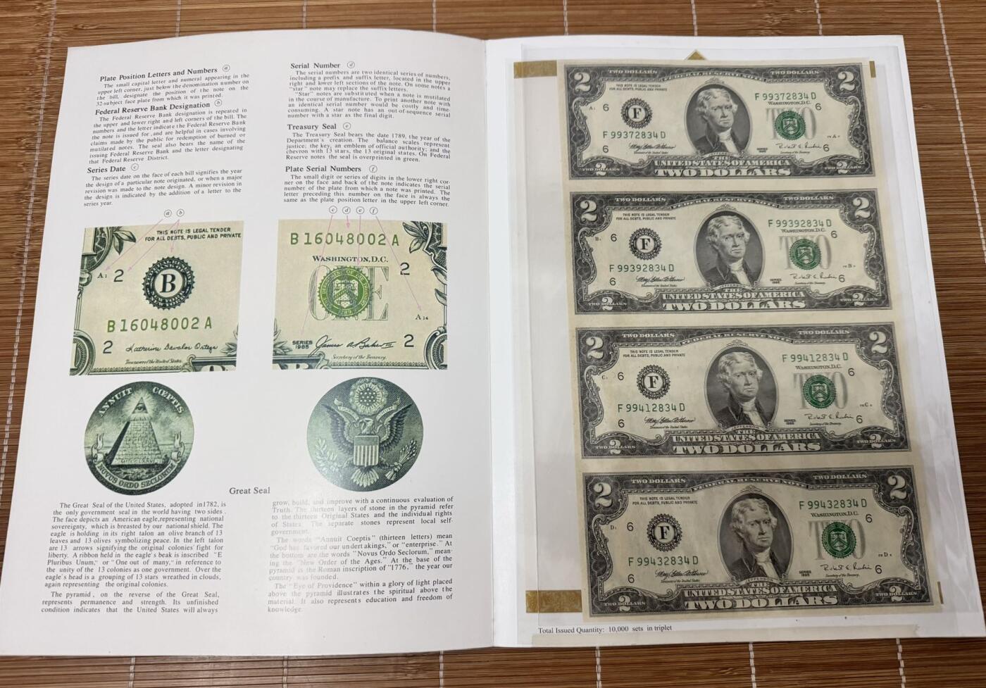 收藏联盟Quantum Auction 第366期拍卖  美国1996年2美元四联体册 品相UNC-  荧光块