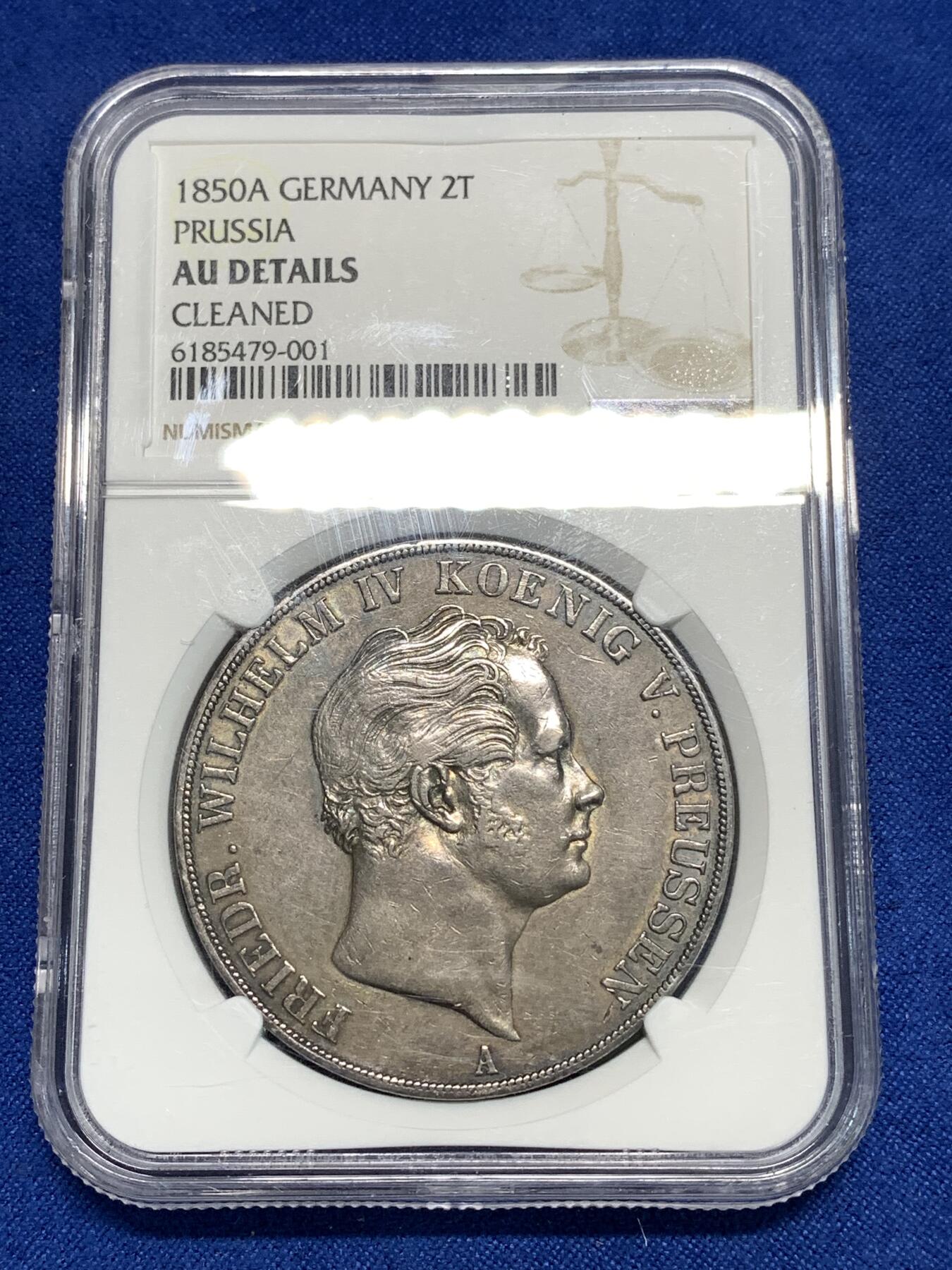 《竞宝斋》第295场- 周日，周一  2场连拍 （全场包邮） NGC AUD 德国1850A萨克森大窗帘2泰勒大银币