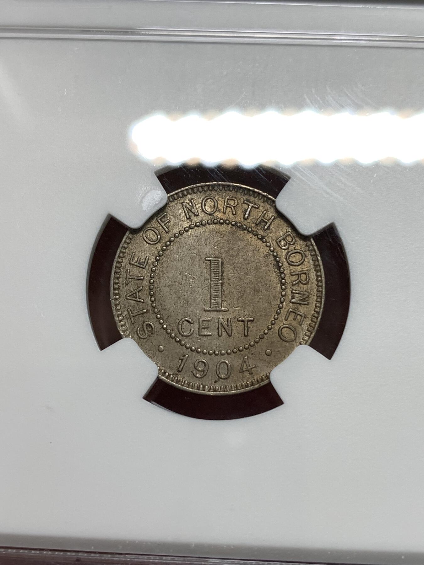 《竞宝斋》第295场- 周日，周一  2场连拍 （全场包邮） NGC MS62 北婆罗洲1904年1分H版镍币 细节不错，不多见北婆罗洲小铜镍币品种的，喜欢的不要错过了