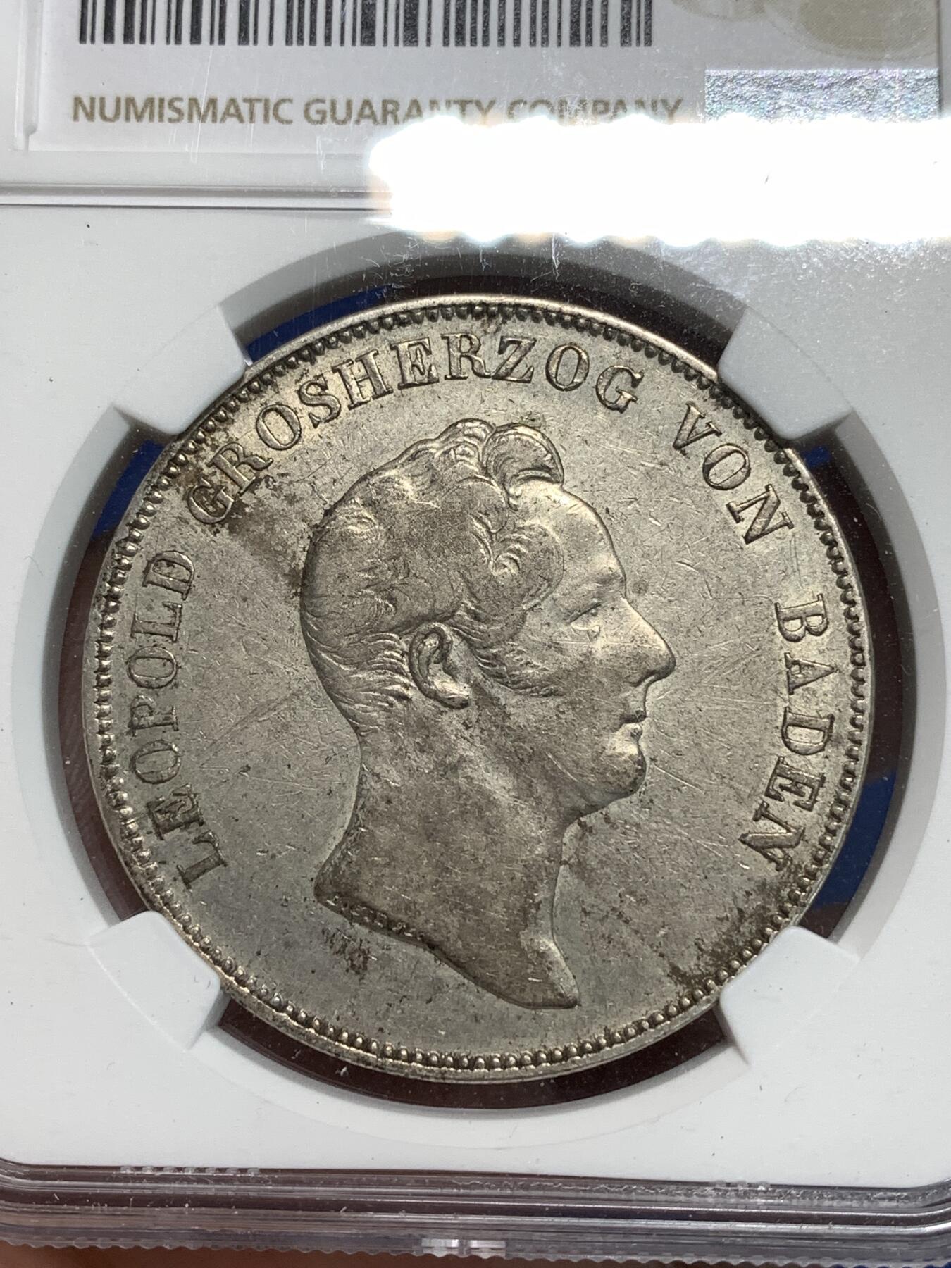 《竞宝斋》第295场- 周日，周一  2场连拍 （全场包邮） NGC VF35 德国1831年巴登王冠大泰勒