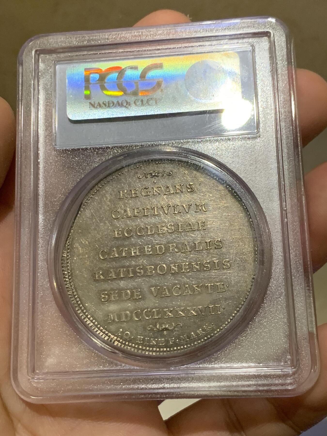 《竞宝斋》第295场- 周日，周一  2场连拍 （全场包邮） PCGS MS62 德国1787-BK雷根斯堡主教区泰勒 银币 细节惊人 值得收藏