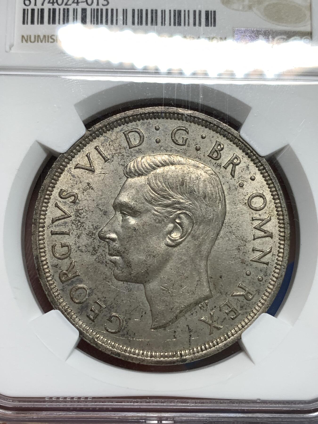 《竞宝斋》第295场- 周日，周一  2场连拍 （全场包邮） NGC MS62 英国1937年乔治六世登基纪念1克朗银币