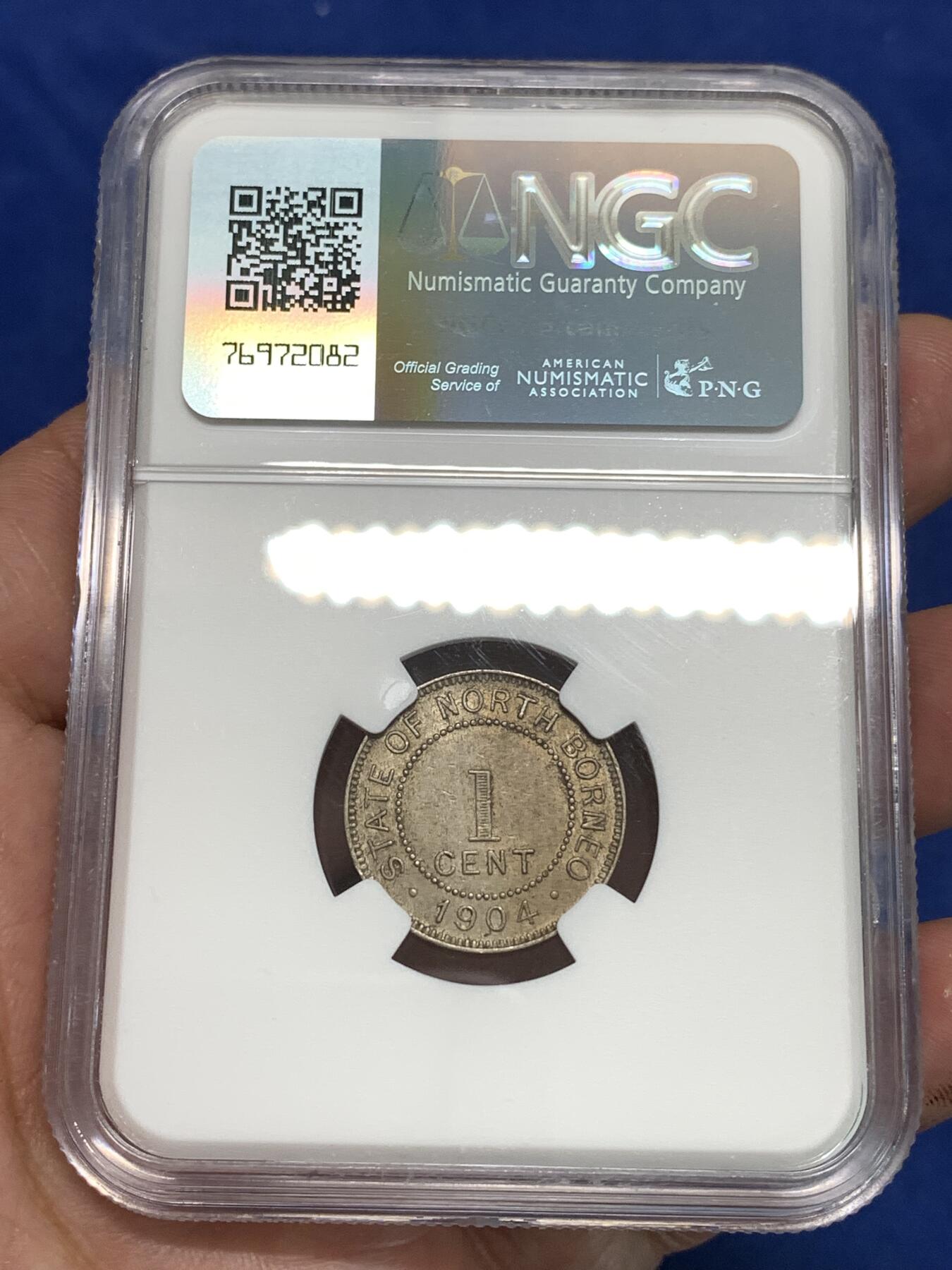 《竞宝斋》第295场- 周日，周一  2场连拍 （全场包邮） NGC MS62 北婆罗洲1904年1分H版镍币 细节不错，不多见北婆罗洲小铜镍币品种的，喜欢的不要错过了