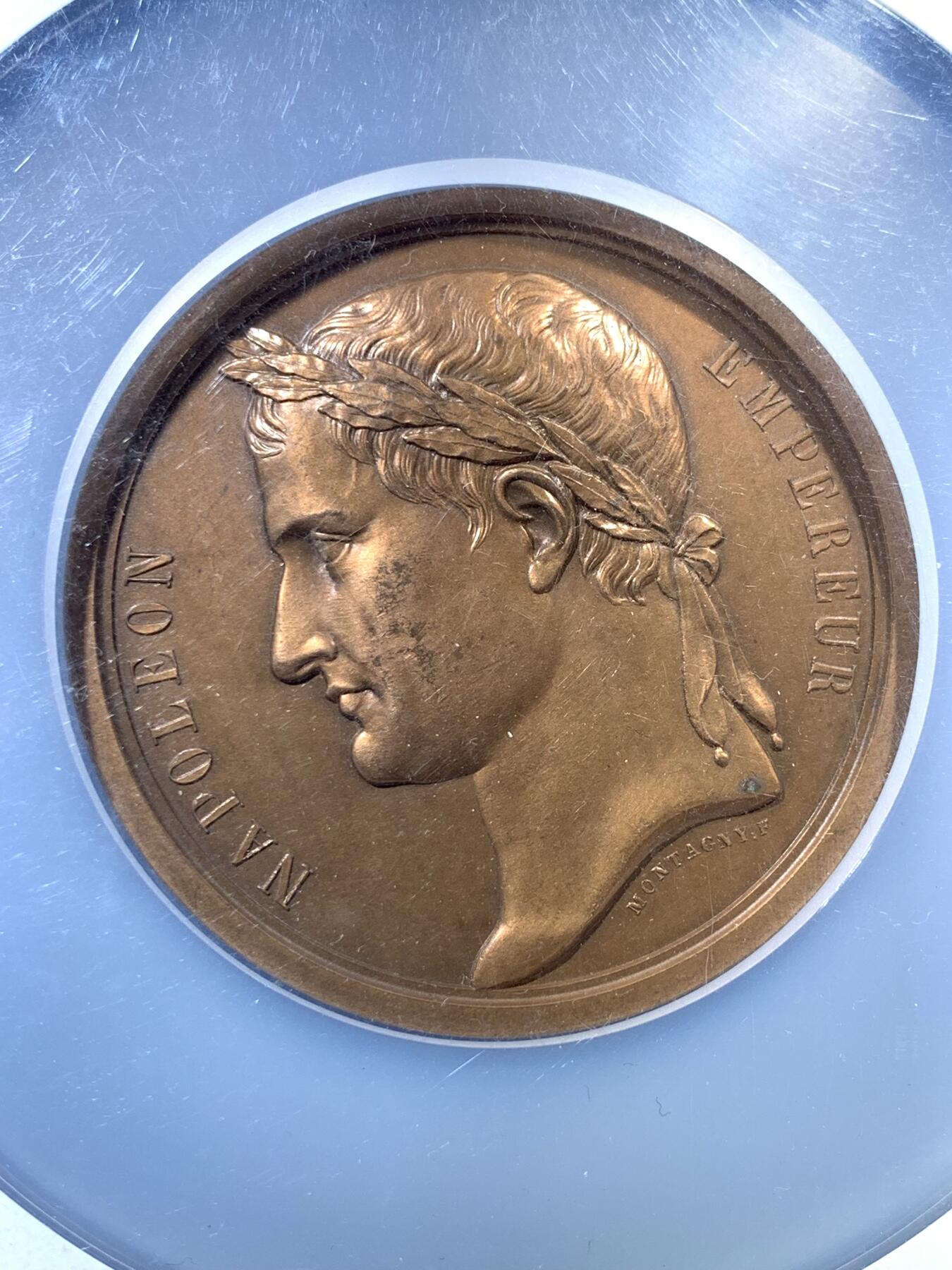 《竞宝斋》第295场- 周日，周一  2场连拍 （全场包邮） NGC MS62BN 法国 1840年 拿破仑 葬礼 大铜章 59mm直径 加大加厚盒