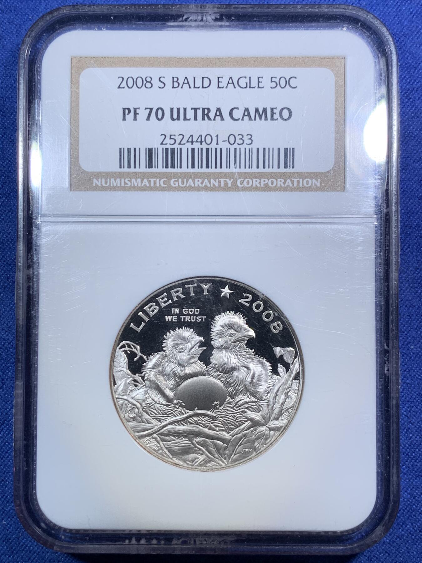 《竞宝斋》第295场- 周日，周一  2场连拍 （全场包邮） NGC PF70UC 美国2008年S版白头海雕半美元