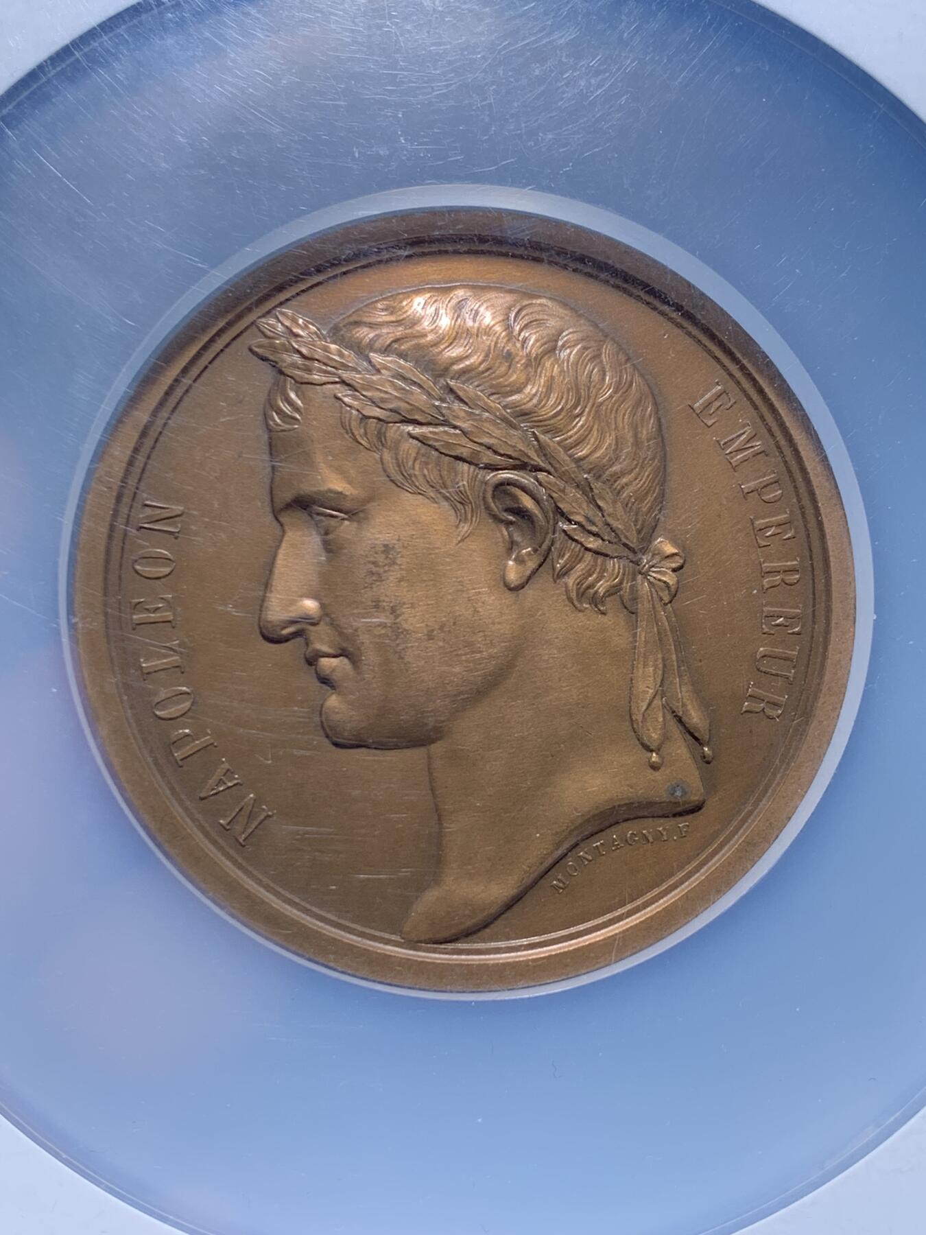 《竞宝斋》第295场- 周日，周一  2场连拍 （全场包邮） NGC MS62BN 法国 1840年 拿破仑 葬礼 大铜章 59mm直径 加大加厚盒