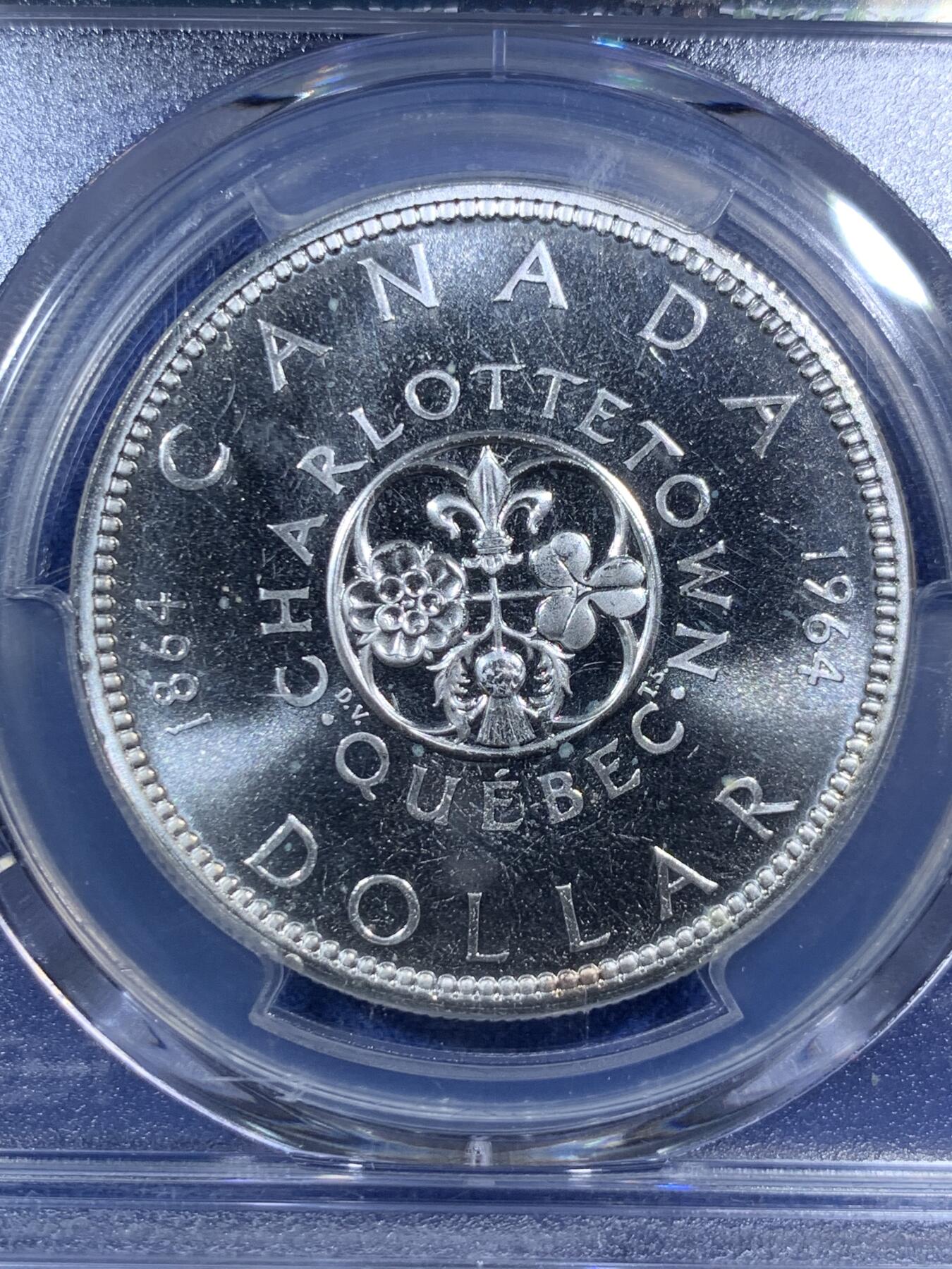 《竞宝斋》第295场- 周日，周一  2场连拍 （全场包邮） NGC PL66 加拿大1964年伊丽莎白二世女王头像夏洛特会议召开100周年纪念1元类精制大银币