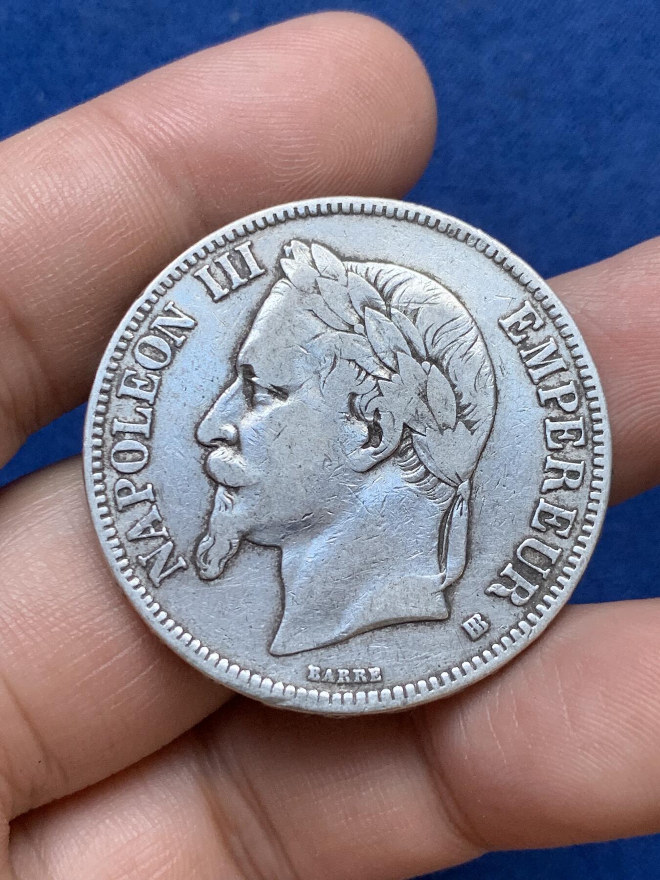 《竞宝斋》第295场- 周日，周一  2场连拍 （全场包邮） 两枚一组 法国 1869/1867年 拿破仑三世 5法郎银币