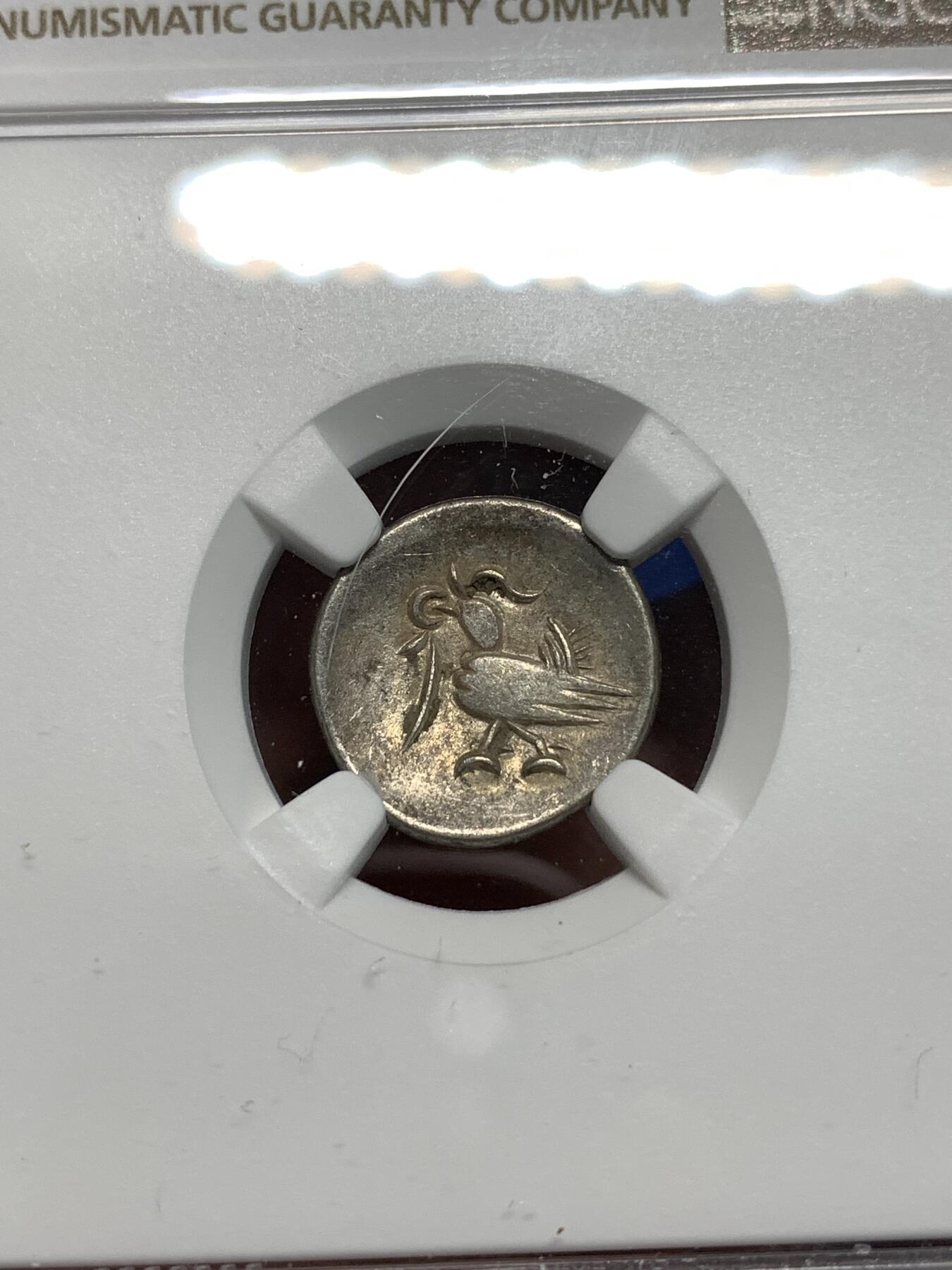 《竞宝斋》第295场- 周日，周一  2场连拍 （全场包邮） NGC AU55 柬埔寨1847-1860年小鸟银币 经典品种，传世粉灰彩