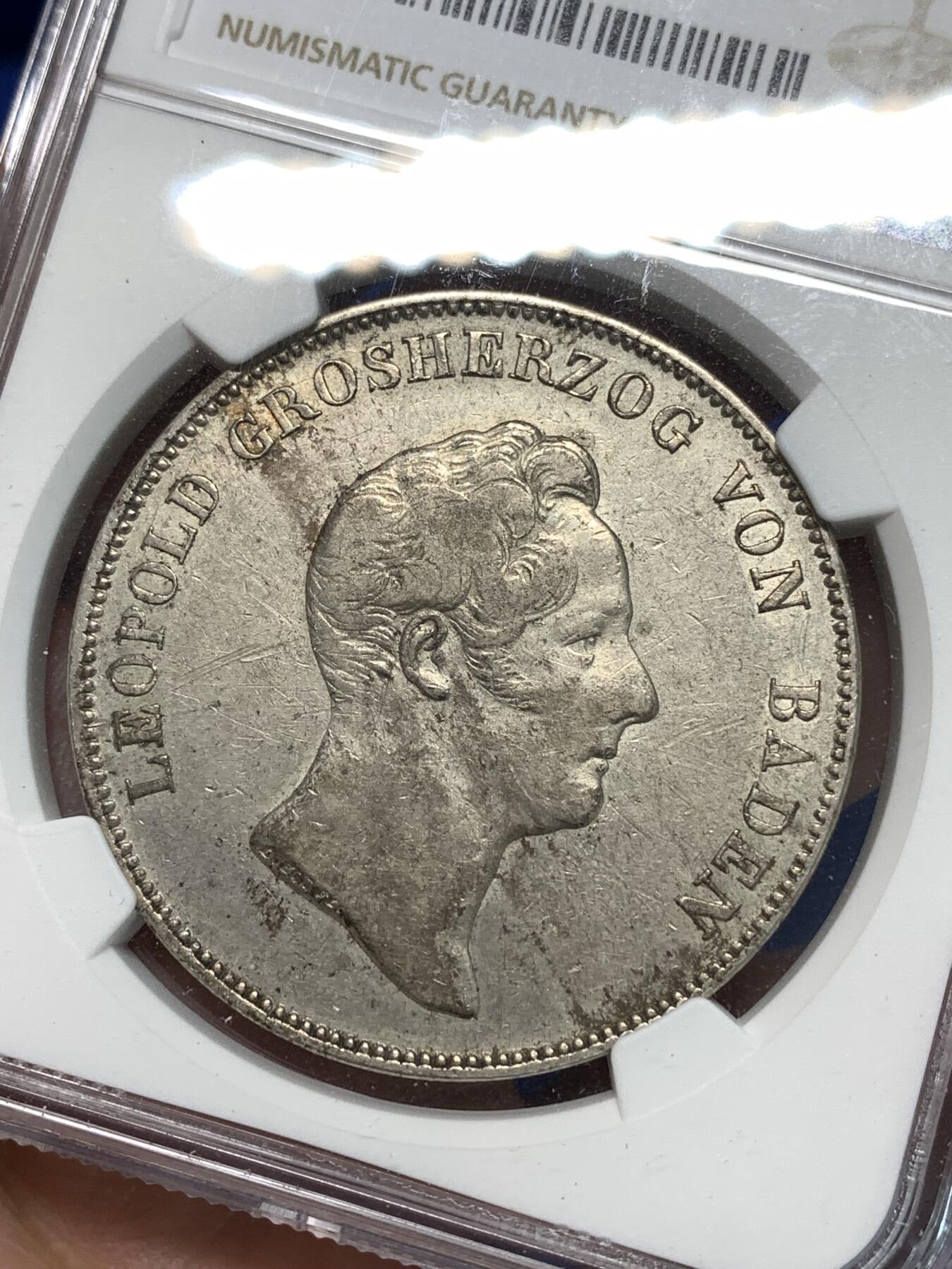 《竞宝斋》第295场- 周日，周一  2场连拍 （全场包邮） NGC VF35 德国1831年巴登王冠大泰勒