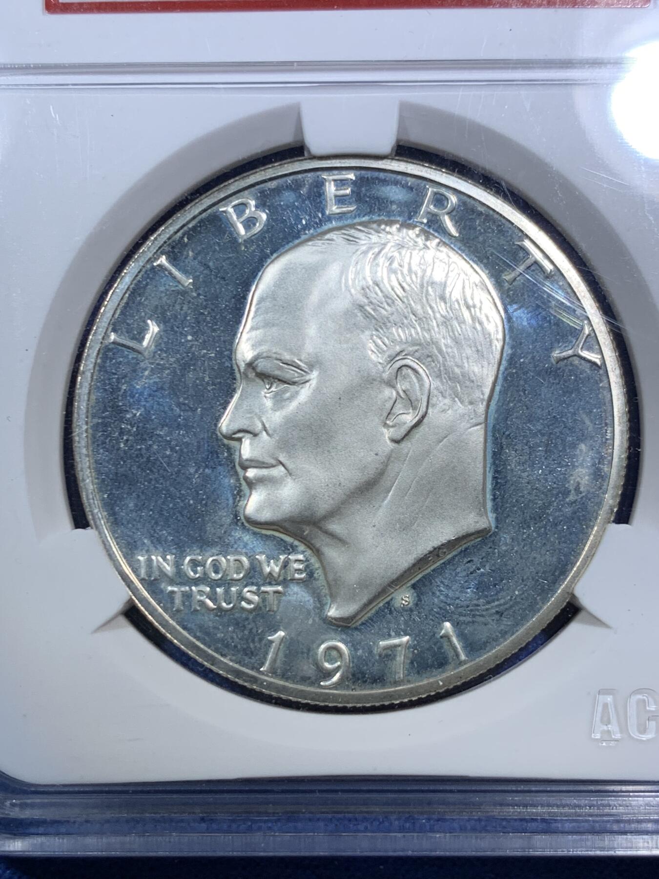 《竞宝斋》第295场- 周日，周一  2场连拍 （全场包邮） 两枚一组 ACG AU55/PF64 1978/1971年美国艾森豪威尔镍/银币 银币为精制银币