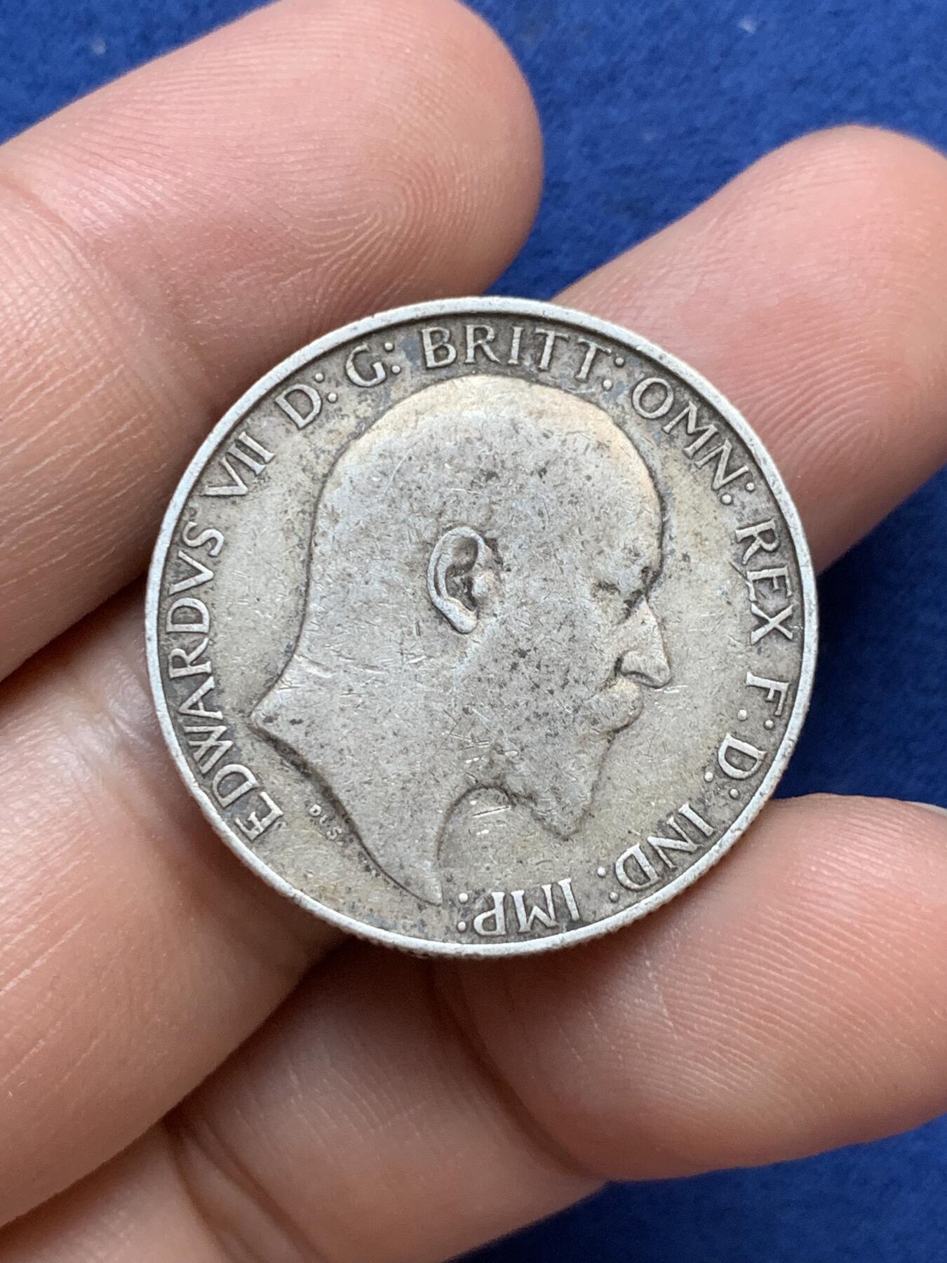 《竞宝斋》第295场- 周日，周一  2场连拍 （全场包邮） 英国1907年爱七海神2先令银币 少见年份