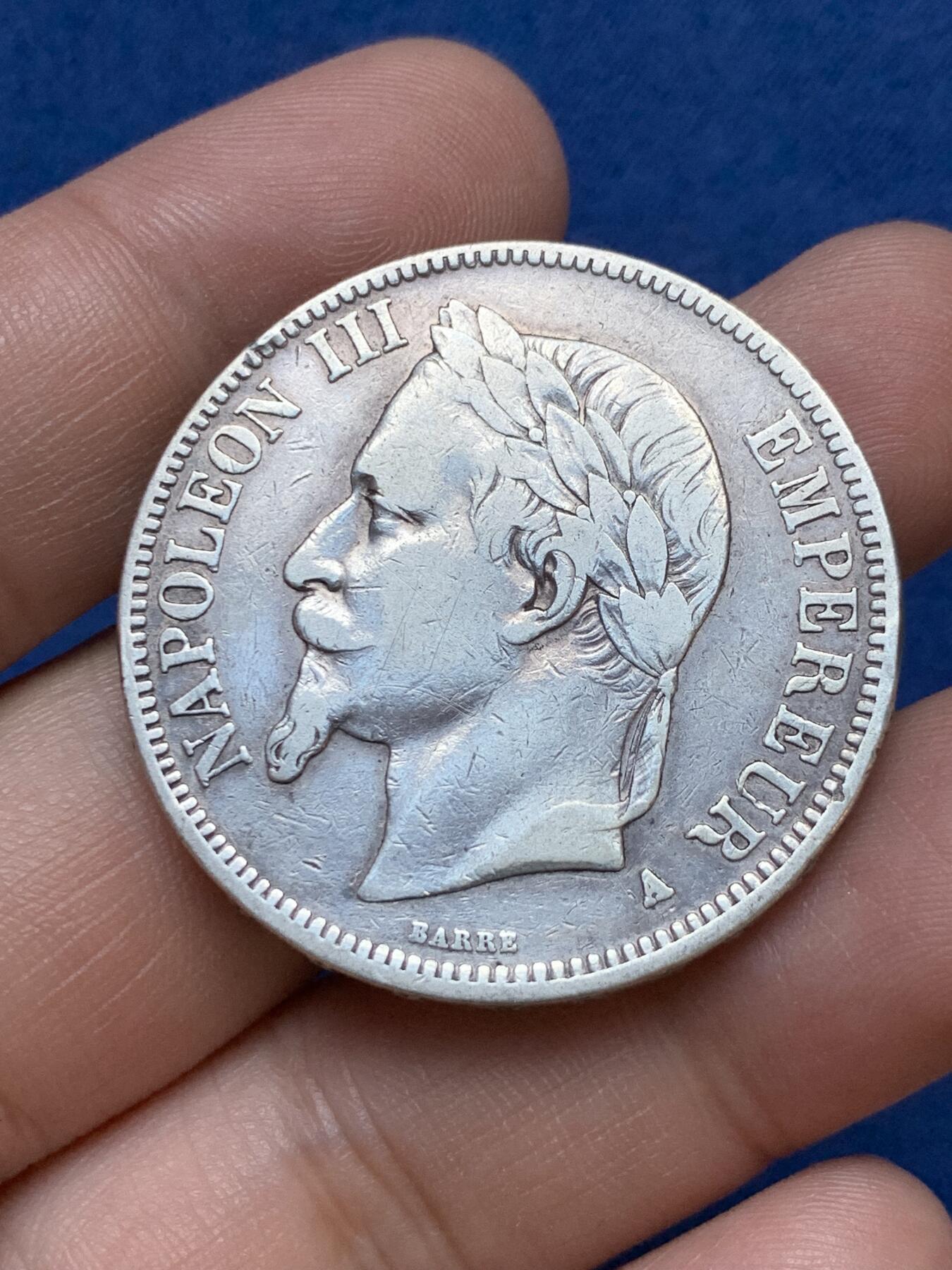 《竞宝斋》第295场- 周日，周一  2场连拍 （全场包邮） 两枚一组 法国 1869/1867年 拿破仑三世 5法郎银币