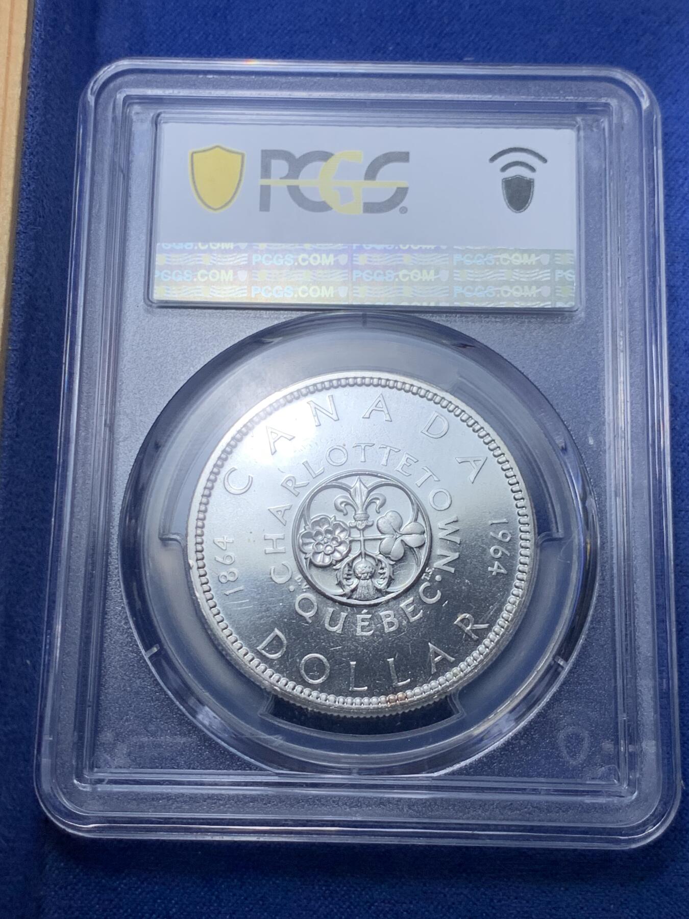 《竞宝斋》第295场- 周日，周一  2场连拍 （全场包邮） NGC PL66 加拿大1964年伊丽莎白二世女王头像夏洛特会议召开100周年纪念1元类精制大银币