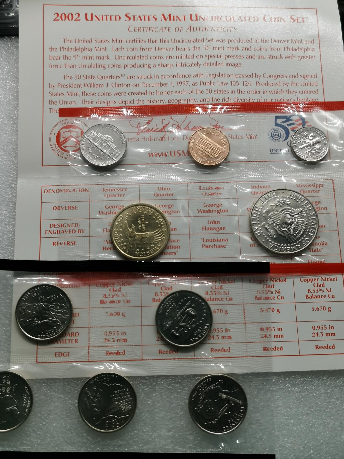 四叶草钱币第2场 散币 银币 套币 美国2002年套币10枚 原装塑封带证书