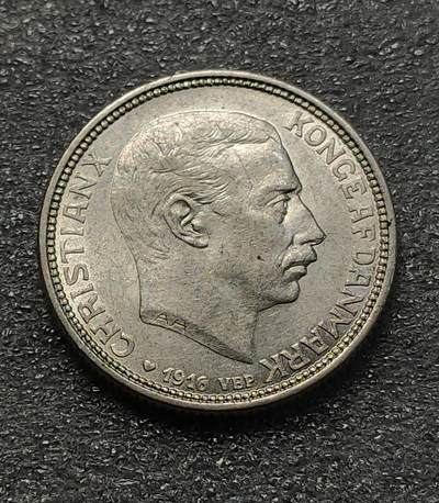 世界各国银币章专场（第十二场） - 1916年丹麦国王克里斯蒂安十世2克朗银币