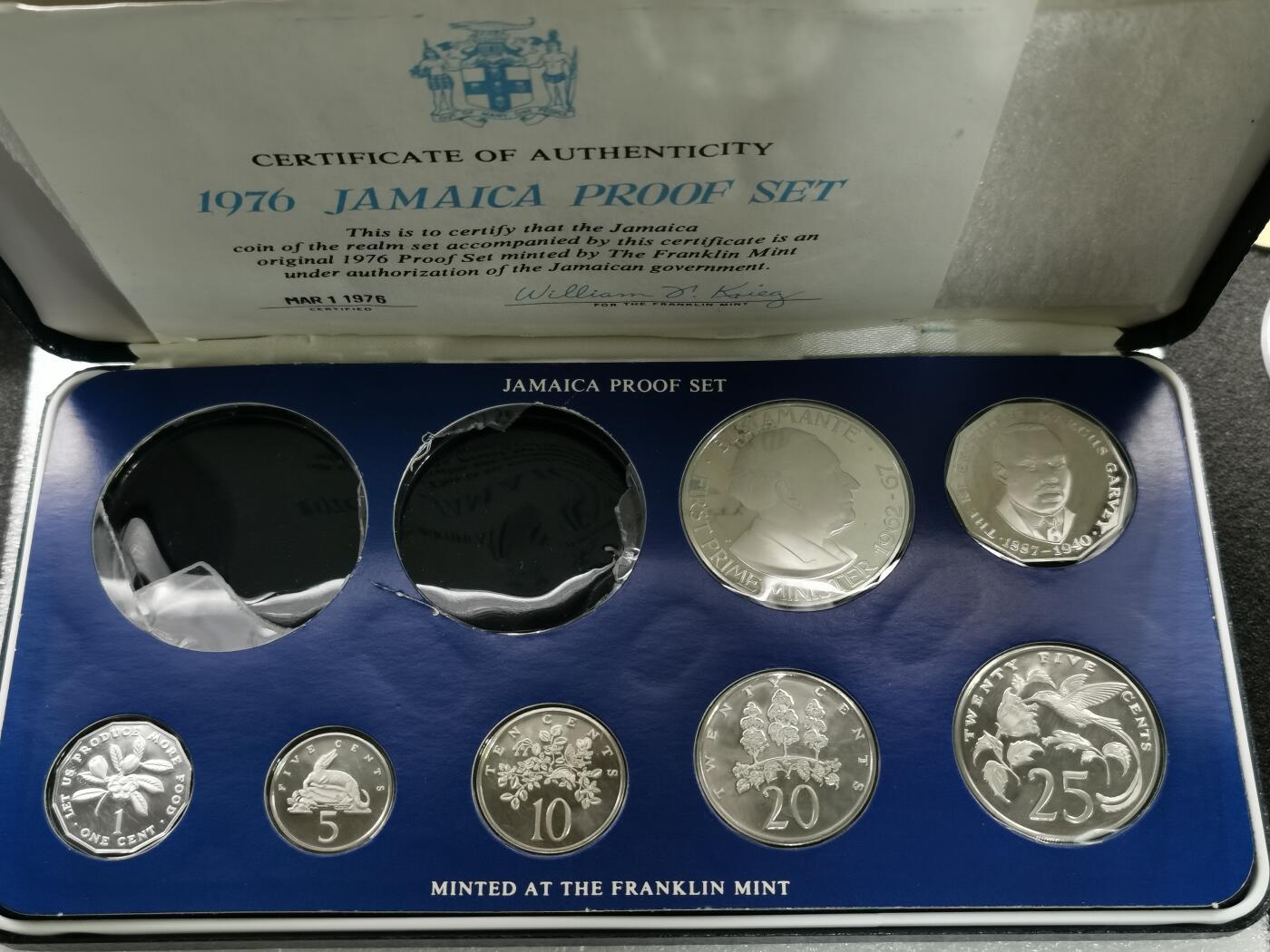 四叶草钱币第2场 散币 银币 套币 牙买加1967年精制套币7枚 带盒证