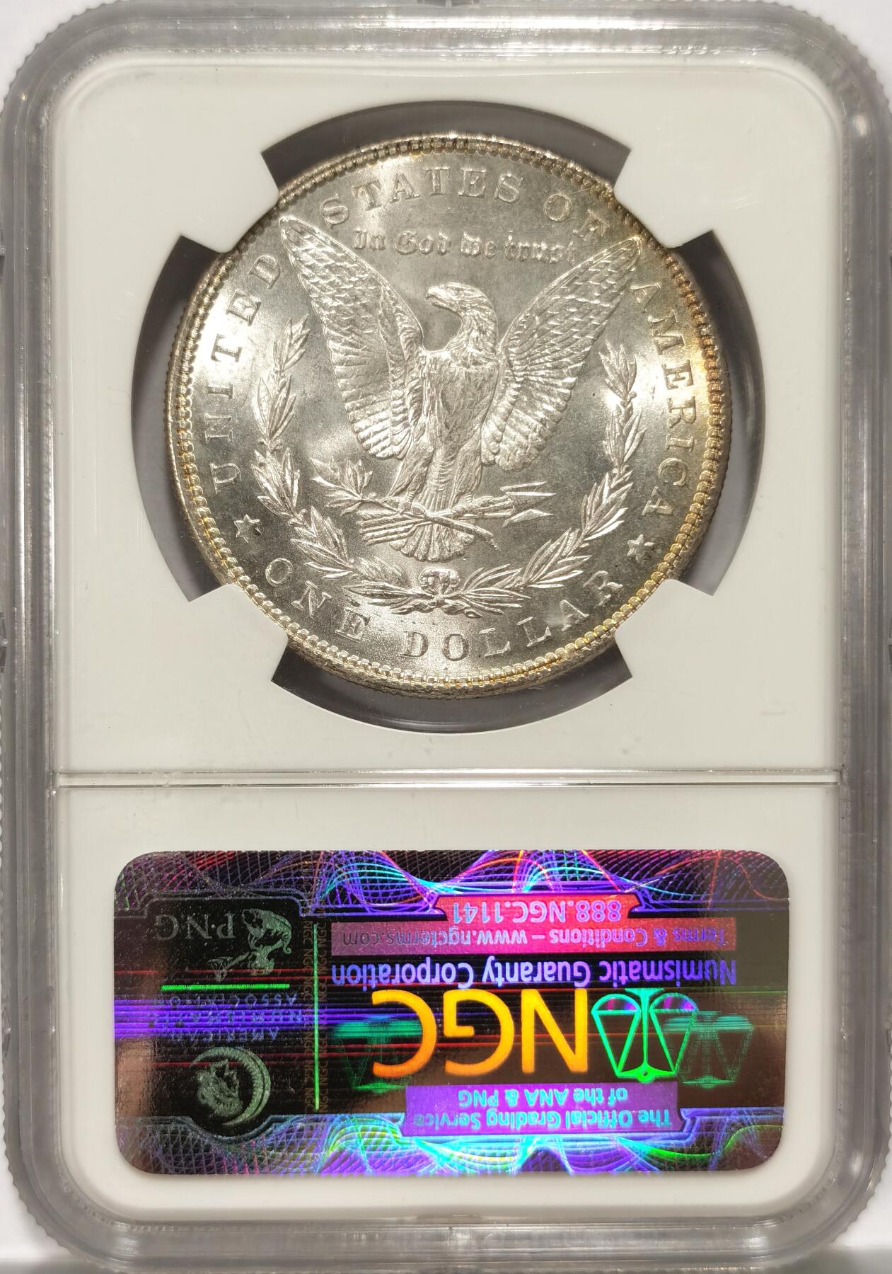 博洋堂世界钱币拍卖第087期（全场包邮） 1888年美国摩根银币P版NGC-MS63，原汁原味老包浆，包浆醇厚，打制精美，币面清爽干净又漂亮，状态极佳。1888吉祥年份吉祥寓意要发发发，市场上比较稀少年份版本的摩根币