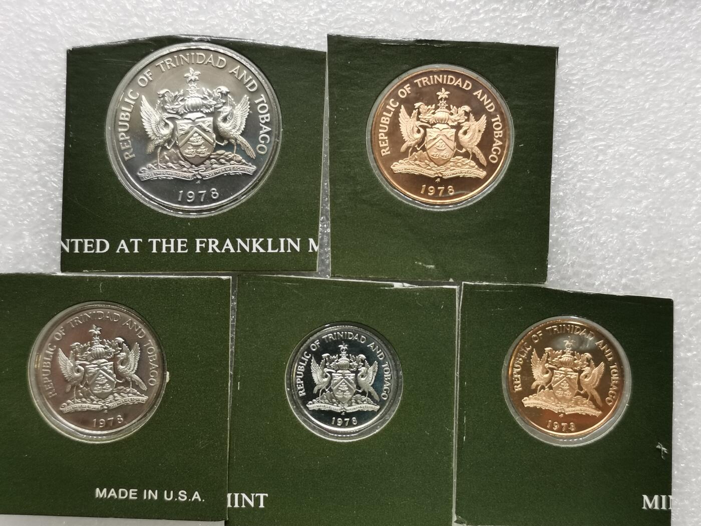 四叶草钱币第2场 散币 银币 套币 特立尼达和多巴哥1978年精制套币5枚 原封