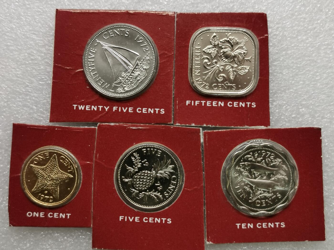 四叶草钱币第2场 散币 银币 套币 巴哈马1972年套币5枚 原封