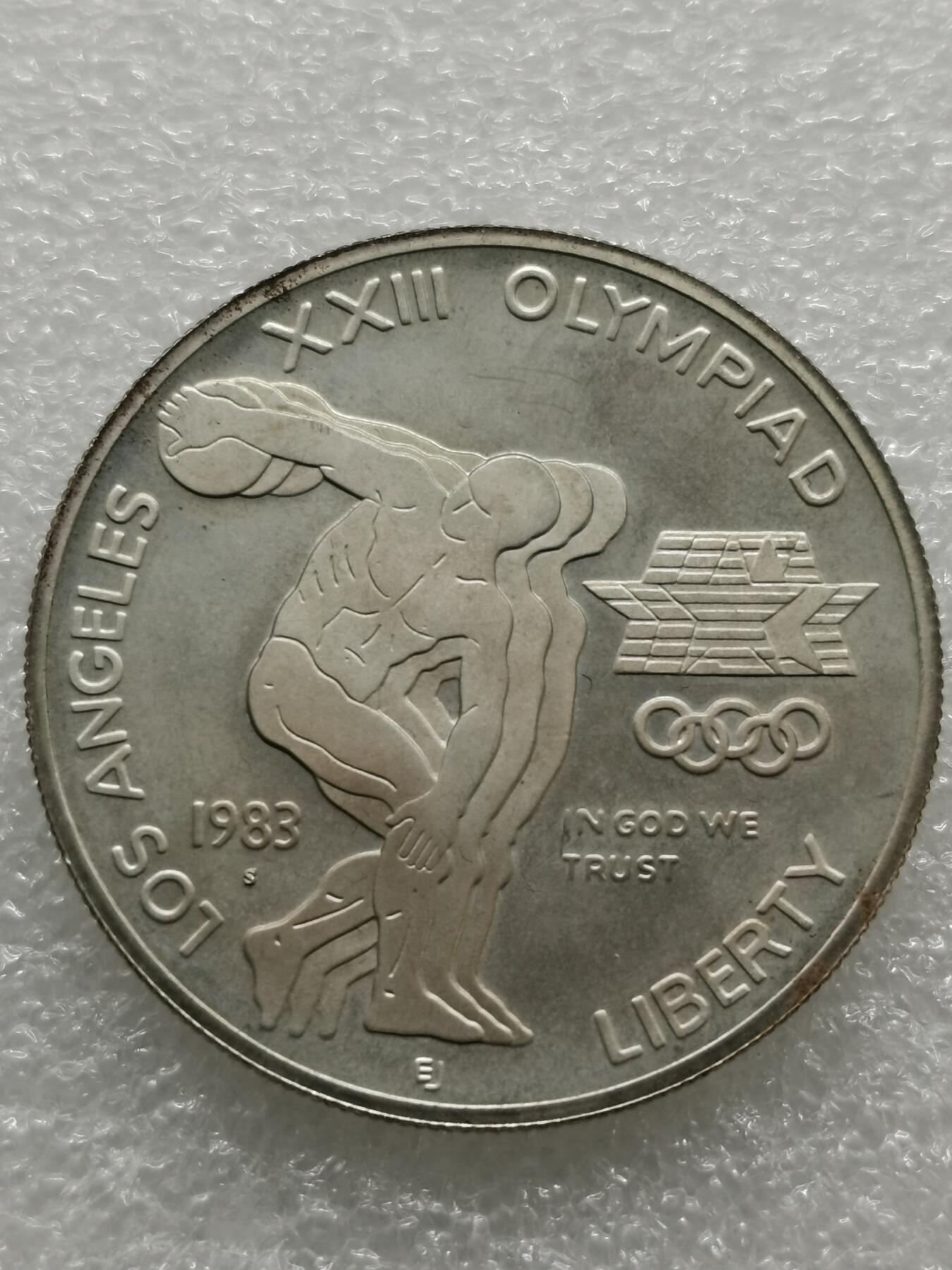 四叶草钱币第2场 散币 银币 套币 美国1983年洛杉矶奥运会1元银币 原装卡册塑封