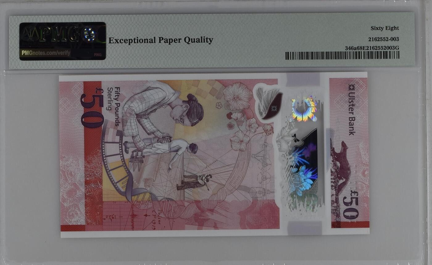 收藏联盟Quantum Auction 第367期拍卖  北爱尔兰阿斯特银行2021年50镑首发AA冠 PMG68 朦胧号