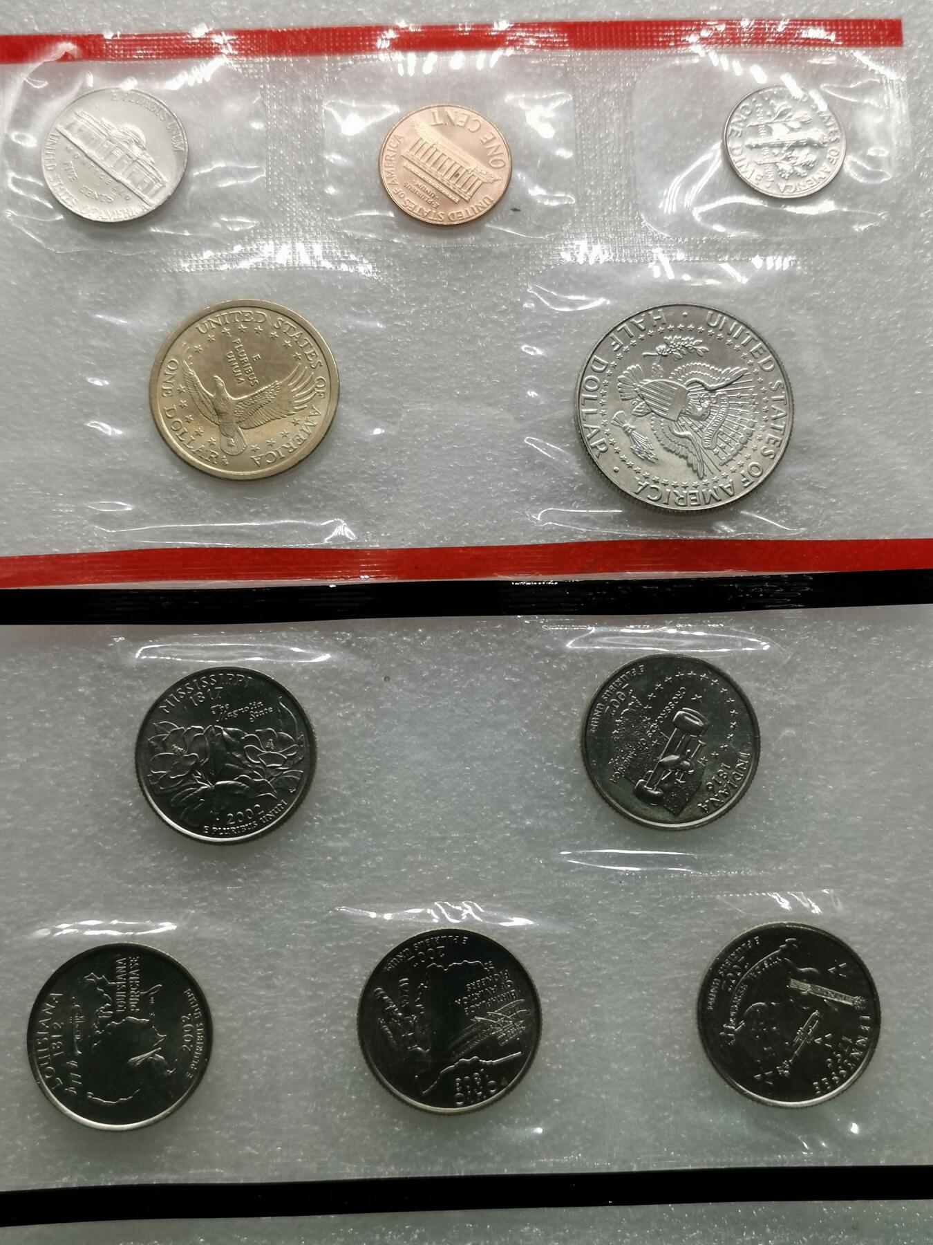 四叶草钱币第2场 散币 银币 套币 美国2002年套币10枚 原装塑封带证书