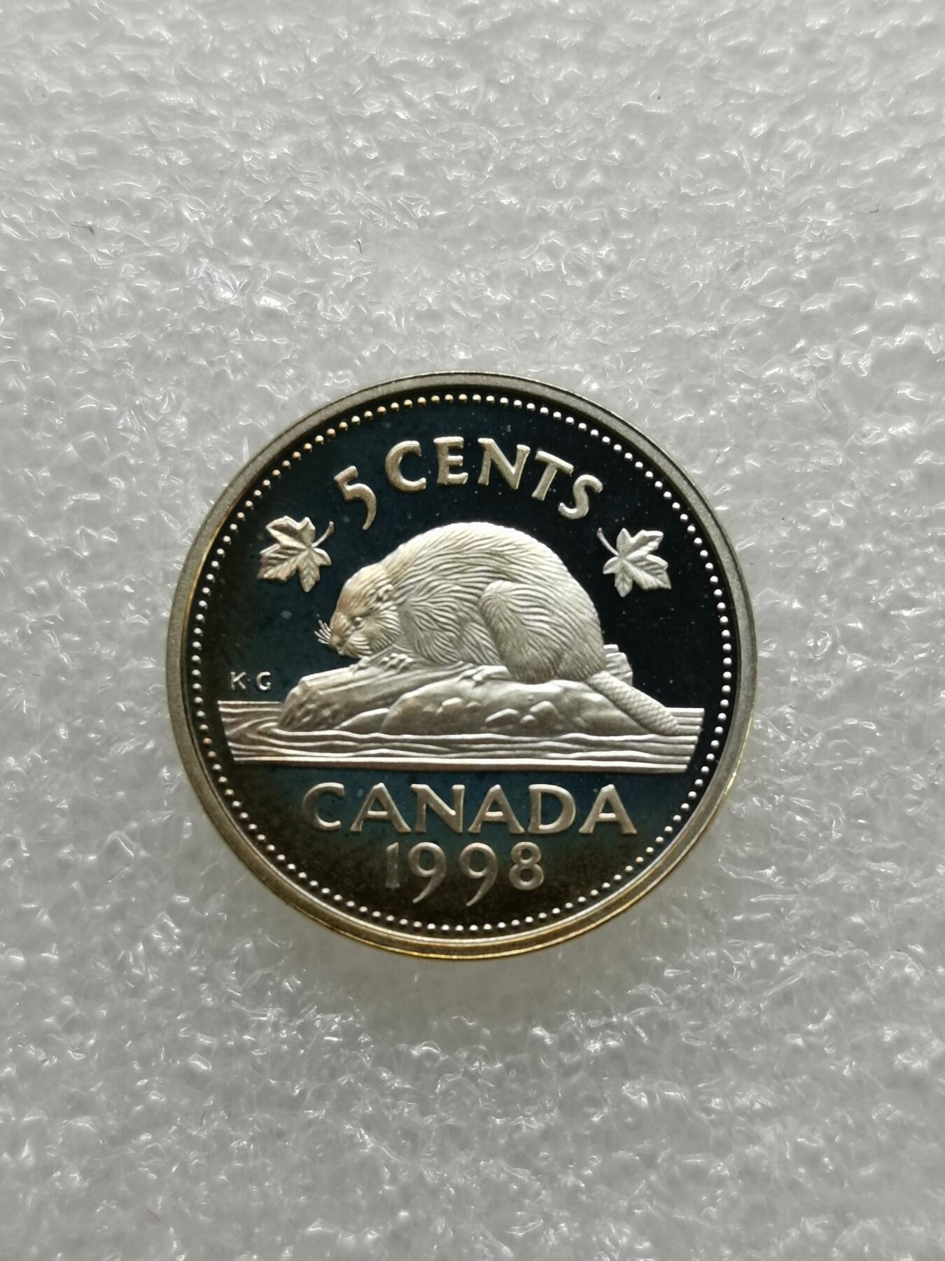 四叶草钱币第2场 散币 银币 套币 加拿大1998年河狸5分精制银币