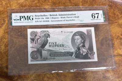 得物收藏 Chase Auction 第31期 - - 外钞、民国钞和人民币混合场！ - 1968年塞舌尔5卢比，PMG67！