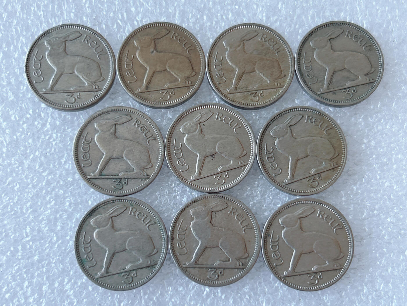 第一海外回流一元起拍收藏 散币专场 第108期 爱尔兰兔子3便士 10枚