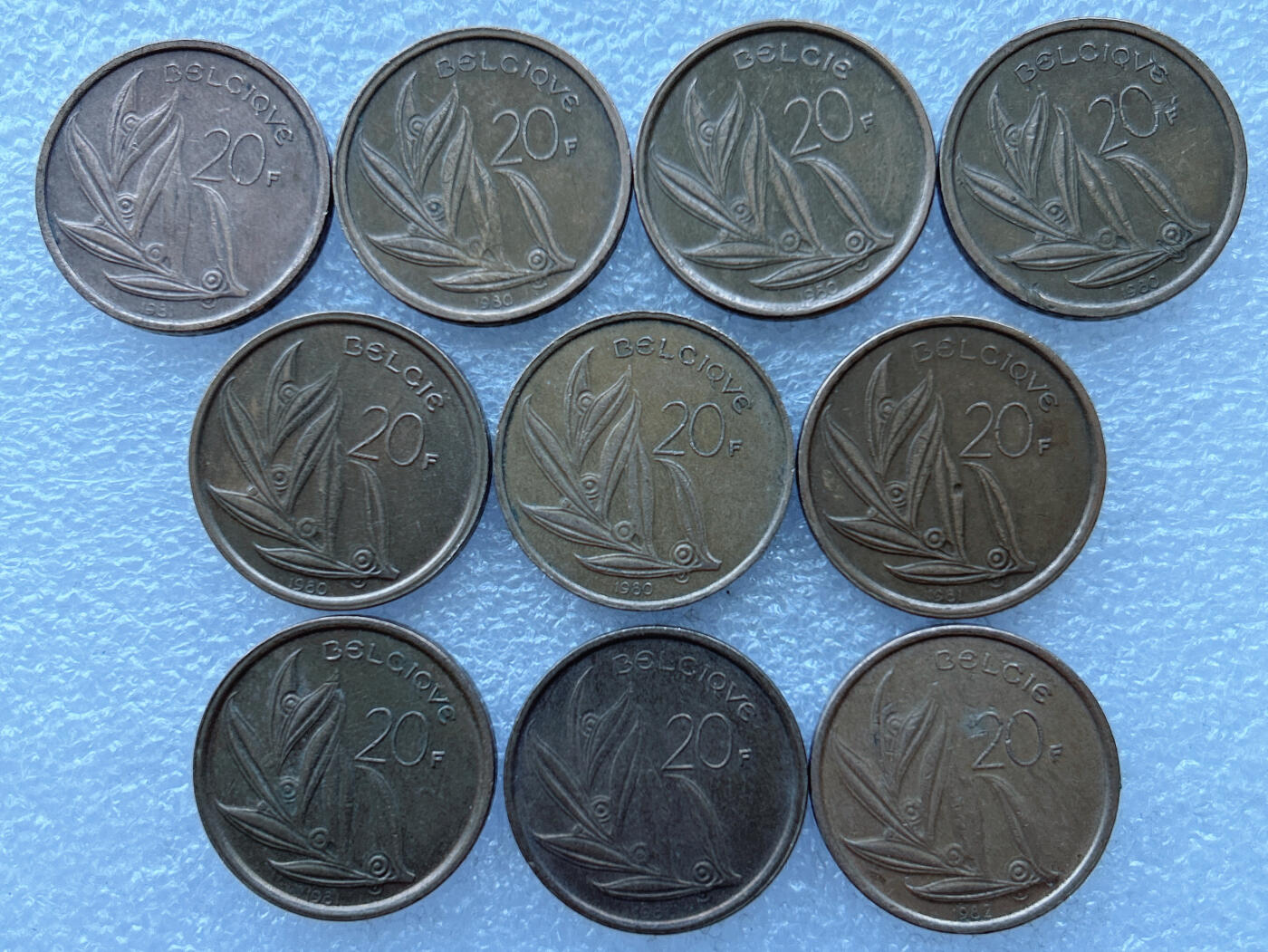 第一海外回流一元起拍收藏 散币专场 第108期 比利时20法郎 博杜安一世 10枚