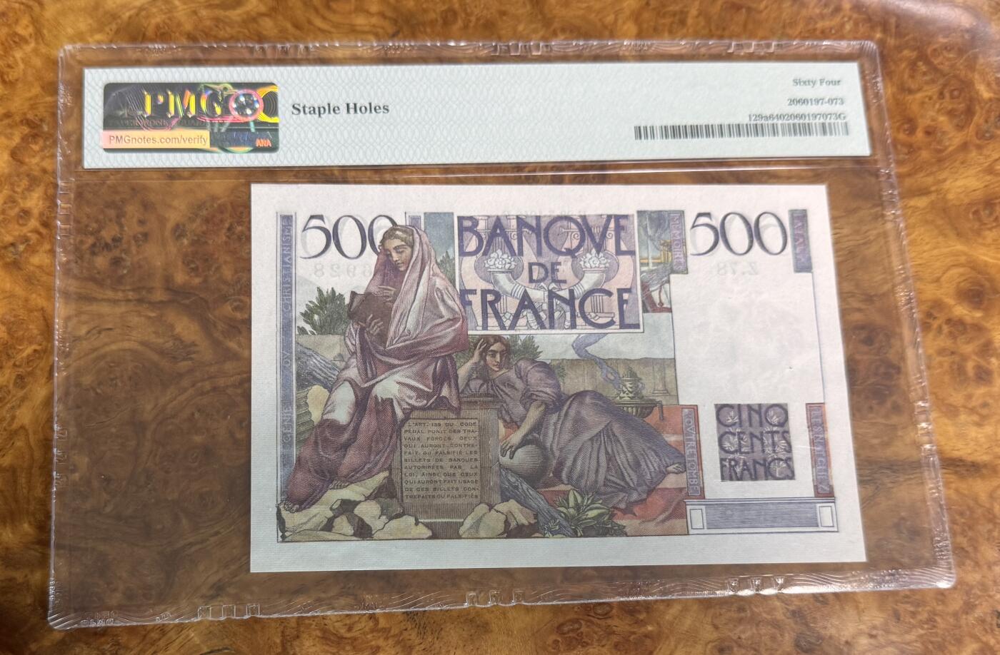 得物收藏 Chase Auction 第31期 - - 外钞、民国钞和人民币混合场！ 1945年法国500法郎，PMG64！