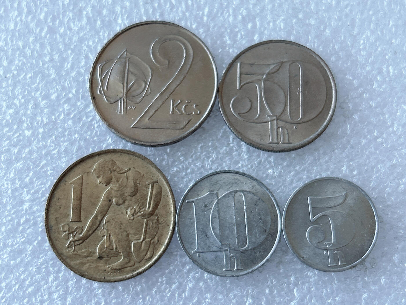 第一海外回流一元起拍收藏 散币专场 第108期 捷克斯洛伐克1991年硬币5枚 解体前夕