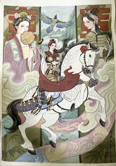 白泽拍卖卡手绘专场第5期（八月未央） - 2024 非严手绘画 嫁衣三娘 49.5cm*35cm