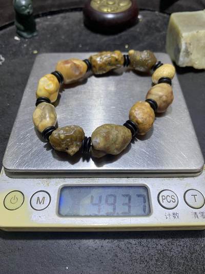 精美鱼籽纹筋脉石老料原石手串一条，， 精美鱼籽纹筋脉石老料原石手串一条，，