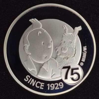 巴斯克收藏第303期 纪念币专场 8月20/21/22号三场连拍 全场包邮 （未加入拍卖群的新顾客可前往客服处加入） - 比利时 阿尔贝二世 2004年 10欧元精制纪念银币 《丁丁历险记》75周年纪念