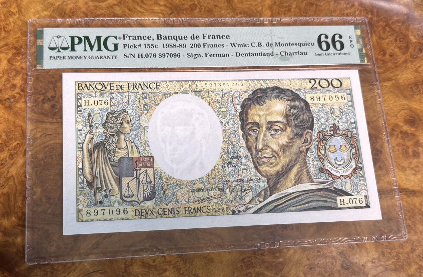 得物收藏 Chase Auction 第31期 - - 外钞、民国钞和人民币混合场！ 1988年法国200法郎，PMG66！