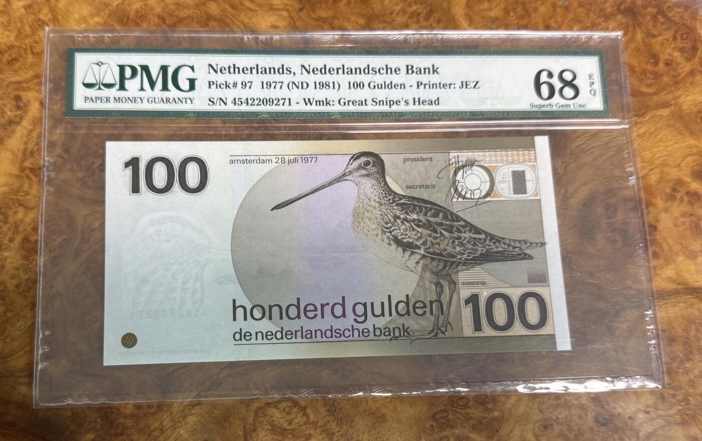 得物收藏 Chase Auction 第31期 - - 外钞、民国钞和人民币混合场！ 1977年荷兰100盾，PMG68！