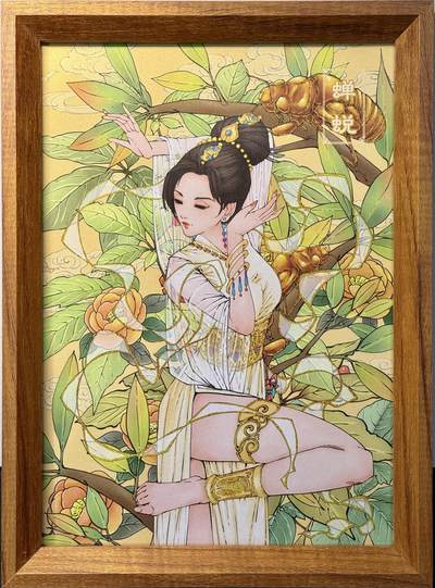 白泽拍卖卡手绘专场第5期（八月未央） - 2024 小花瓣文创 复制画蝉蜕 已装裱 A4尺寸
