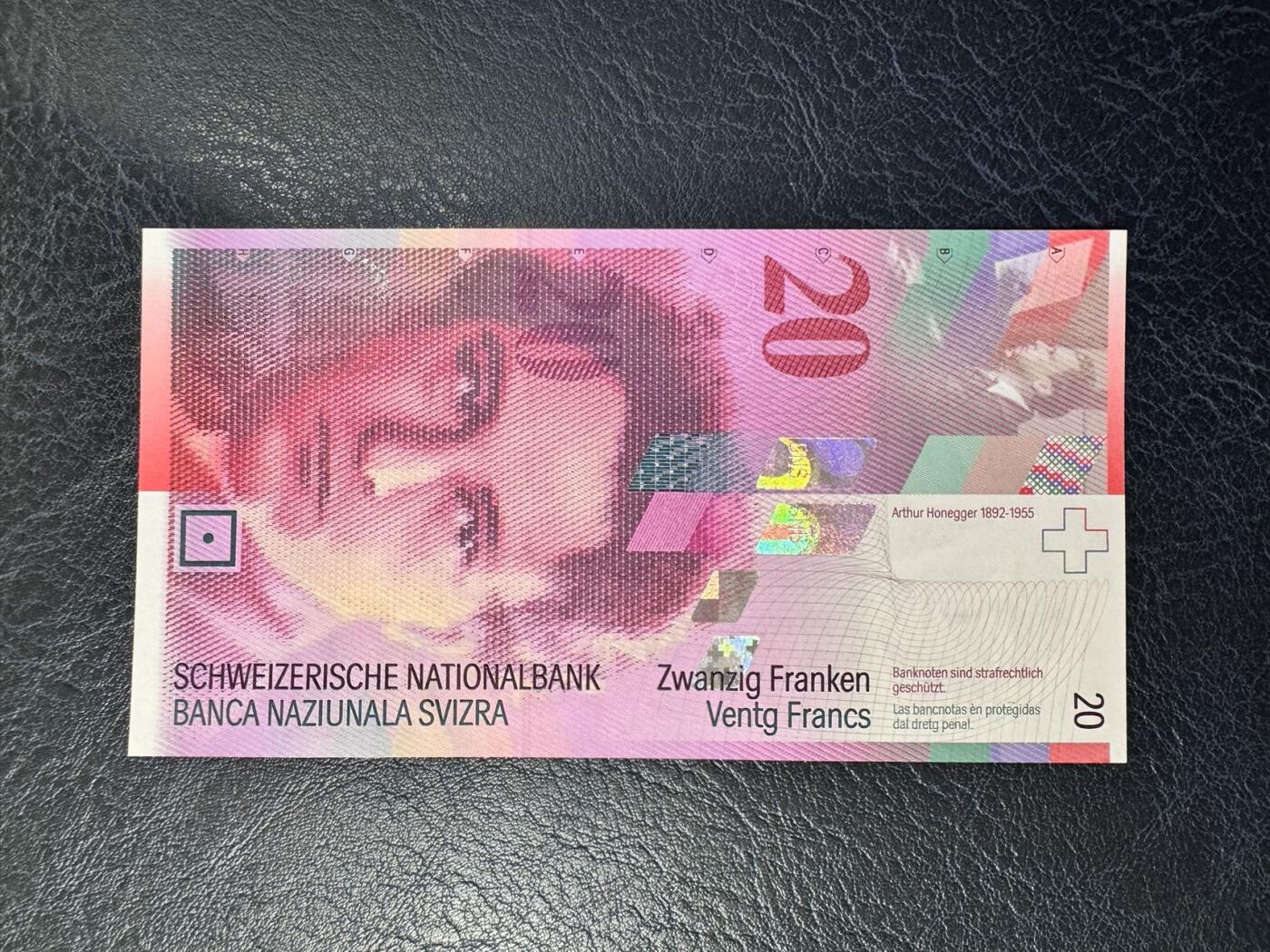 收藏联盟Quantum Auction 第367期拍卖  瑞士联邦1994年20法郎 品相全新UNC 首发年份