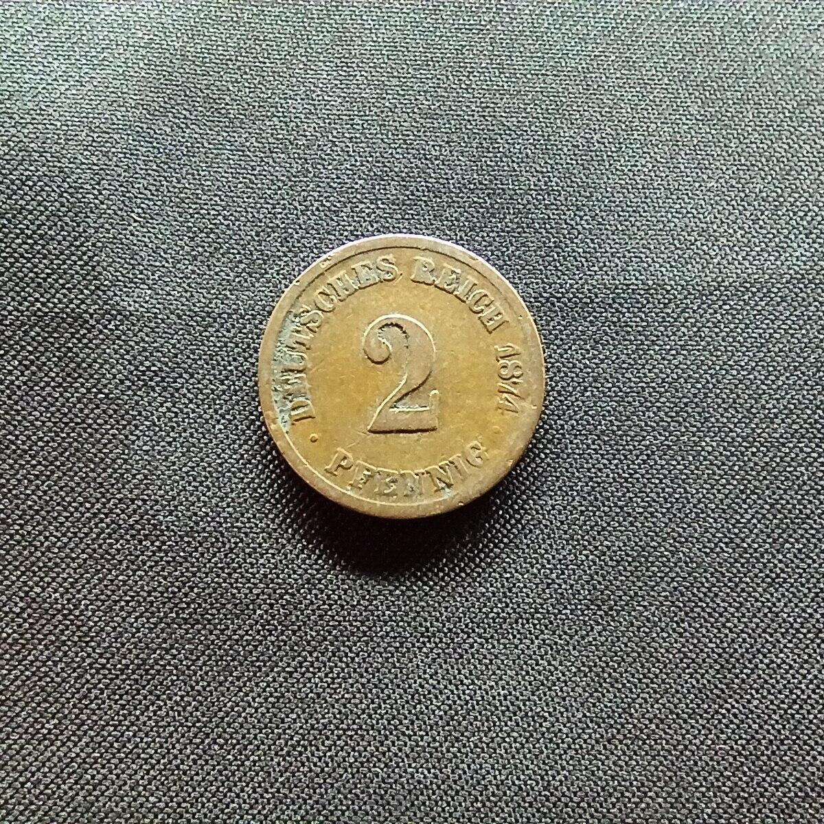 邮泉阁限时拍卖第十三场 各国硬币专场（注意看介绍，硬币在国外谨慎参拍） 德意志帝国1874年2芬尼A版