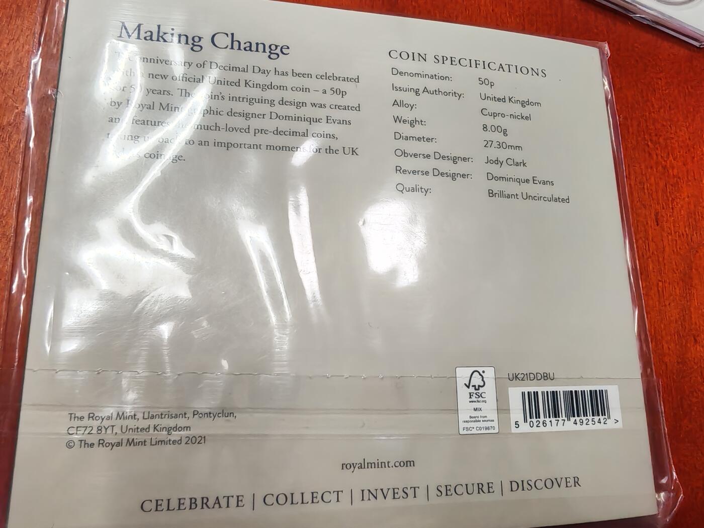 长老汇龙年精选第二十场拍卖 2021英国10进制使用50周年50便士铜镍币，卡装