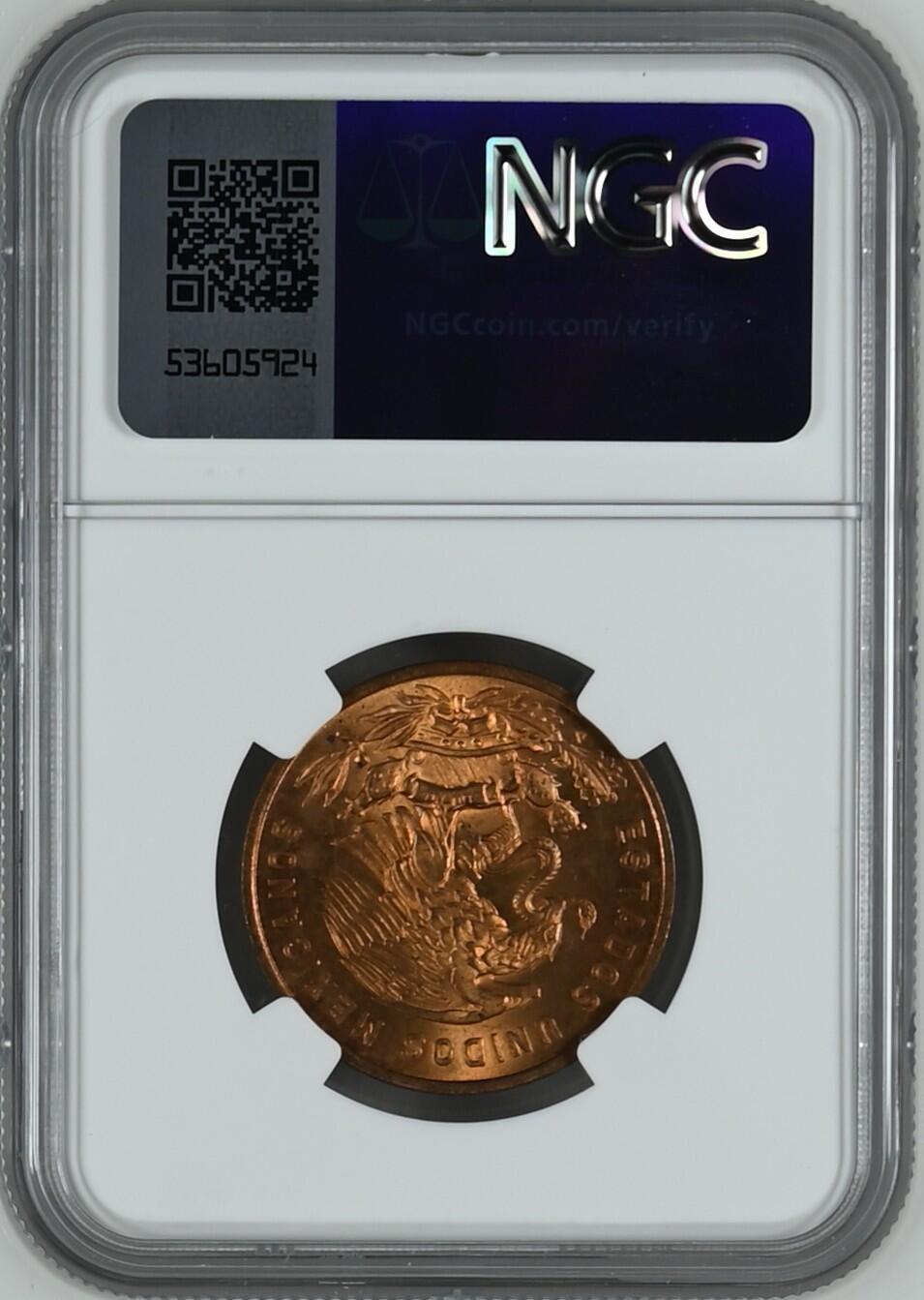 长老汇龙年精选第二十场拍卖 1960Mo 墨西哥20分，NGC MS63RB