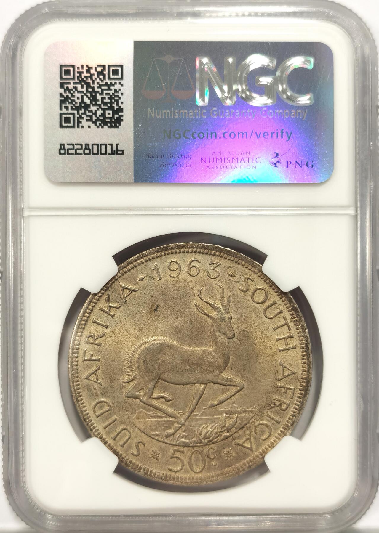 博洋堂世界钱币拍卖第087期（全场包邮） NGC MS62 南非1963年50C银币，这品相只给62，妥妥屈才，可砸盒搏高分