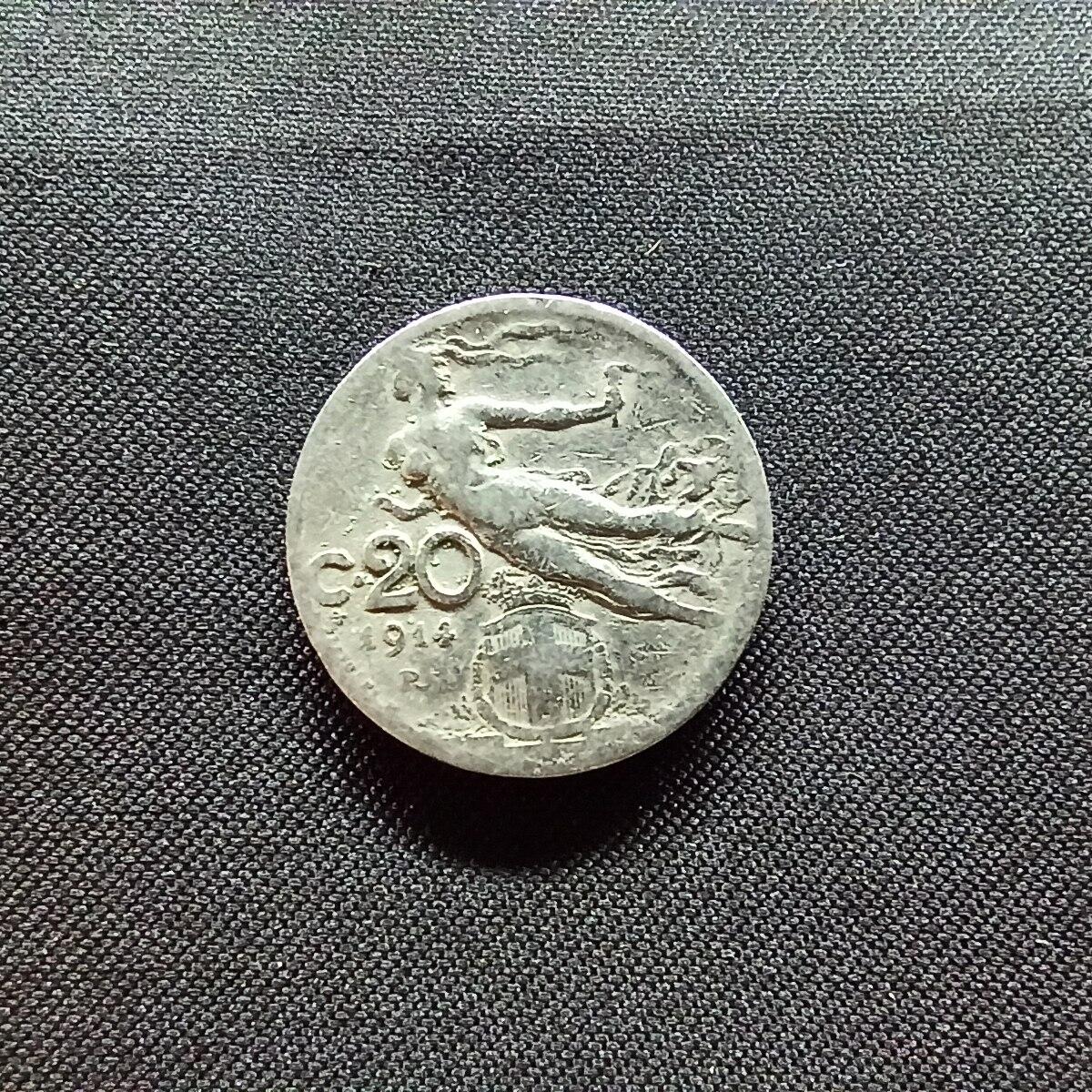 邮泉阁限时拍卖第十三场 各国硬币专场（注意看介绍，硬币在国外谨慎参拍） 意大利王国1914年20分