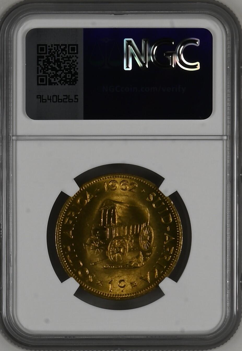 长老汇龙年精选第二十场拍卖 1962 南非1分铜币，NGC MS64