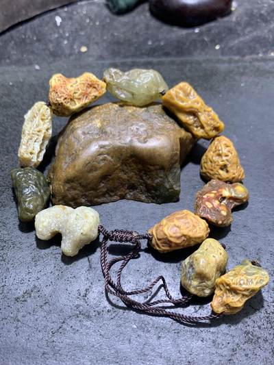 阿拉善筋脉石原石手工编织手串一条， - 阿拉善筋脉石原石手工编织手串一条，