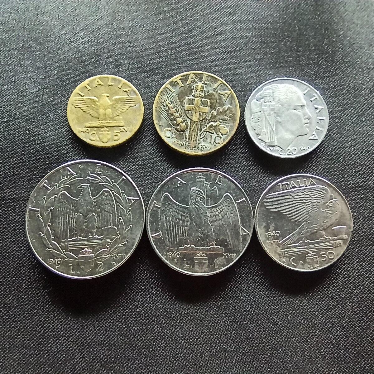 邮泉阁限时拍卖第十三场 各国硬币专场（注意看介绍，硬币在国外谨慎参拍） 二战意大利1940年6枚无磁