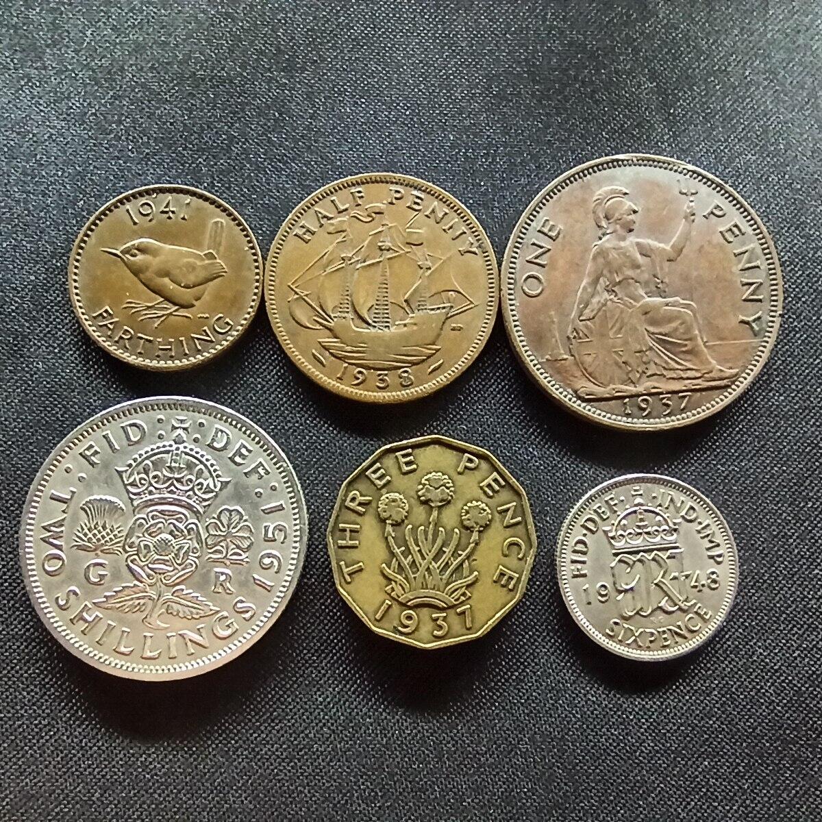 邮泉阁限时拍卖第十三场 各国硬币专场（注意看介绍，硬币在国外谨慎参拍） 英国乔治六世6枚