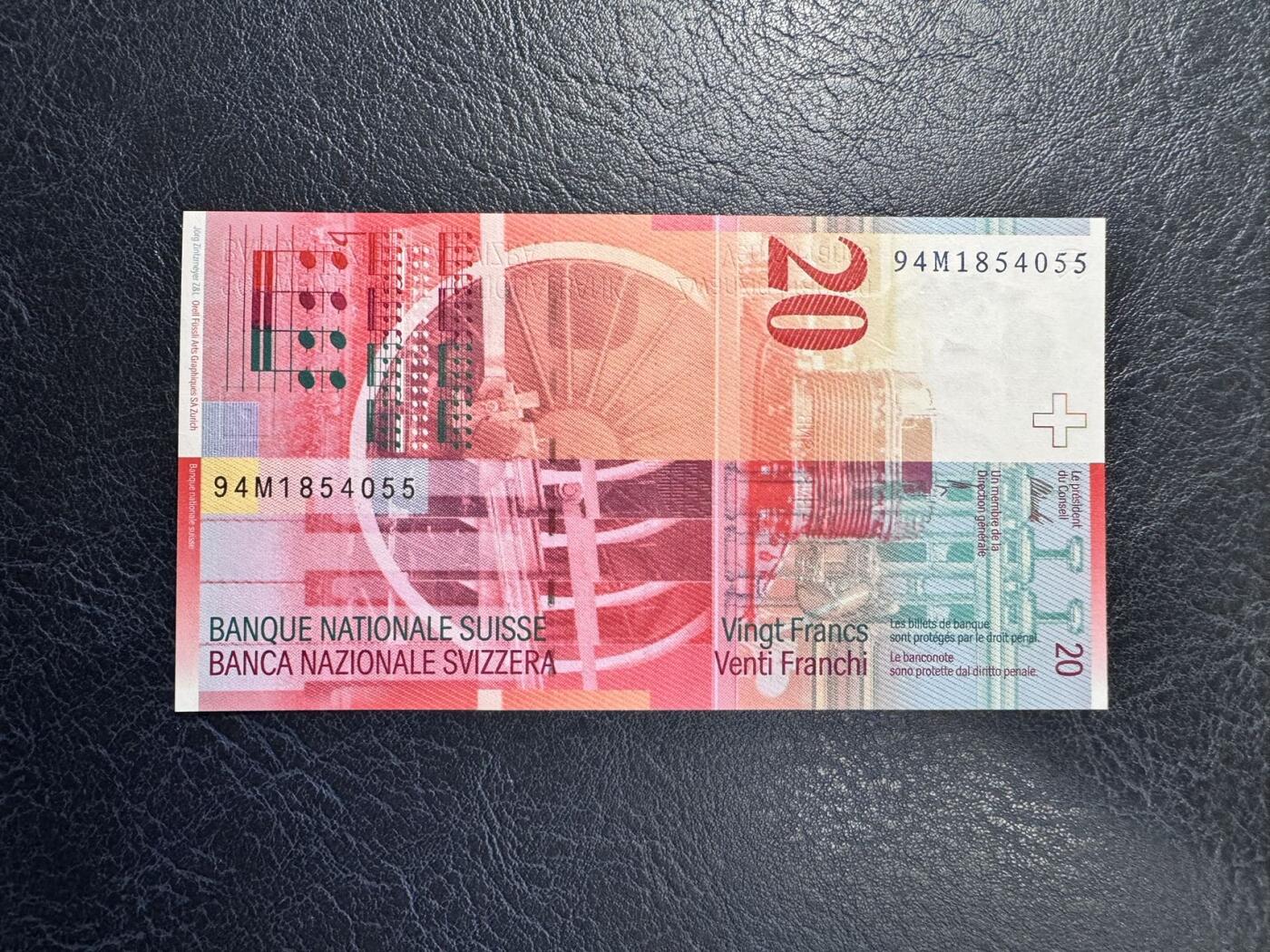 收藏联盟Quantum Auction 第367期拍卖  瑞士联邦1994年20法郎 品相全新UNC 首发年份